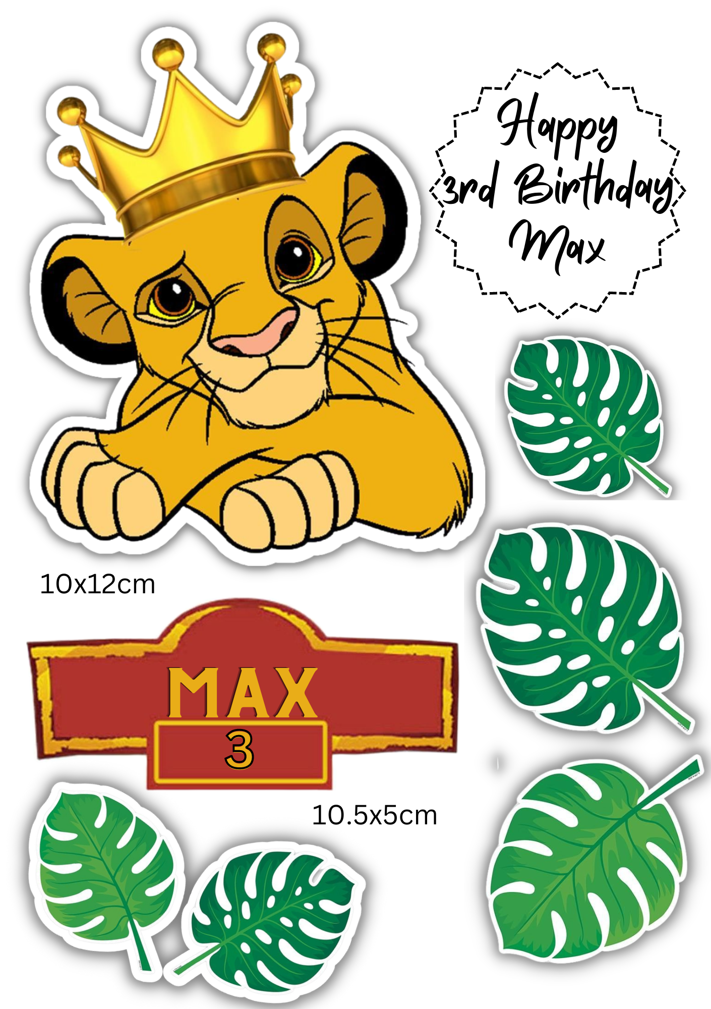 Personalised Lion King Cake Topper Cake Decoration A5 Edible Icing Sheet