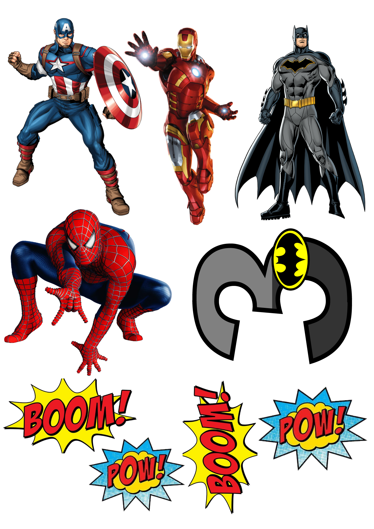 EDIBLE SUPERHERO CAKE SET BUNDLE A4 ICING SHEET BIRTHDAY TOPPERS