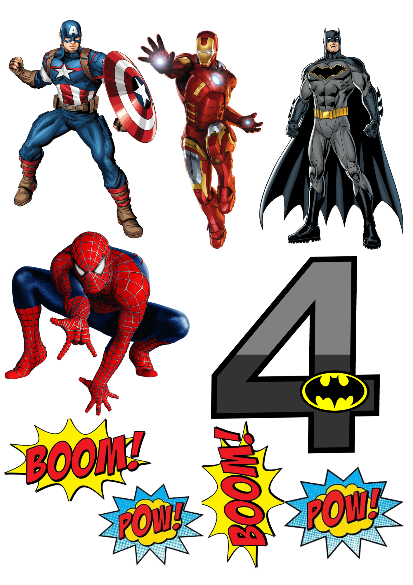 EDIBLE SUPERHERO CAKE SET BUNDLE A4 ICING SHEET BIRTHDAY TOPPERS