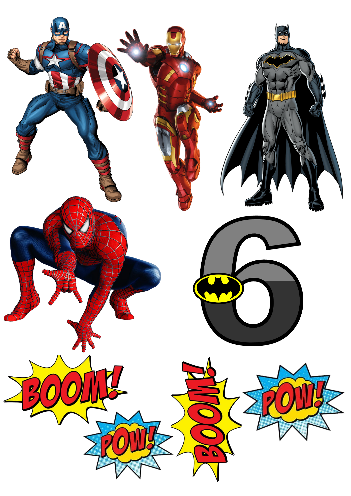 EDIBLE SUPERHERO CAKE SET BUNDLE A4 ICING SHEET BIRTHDAY TOPPERS