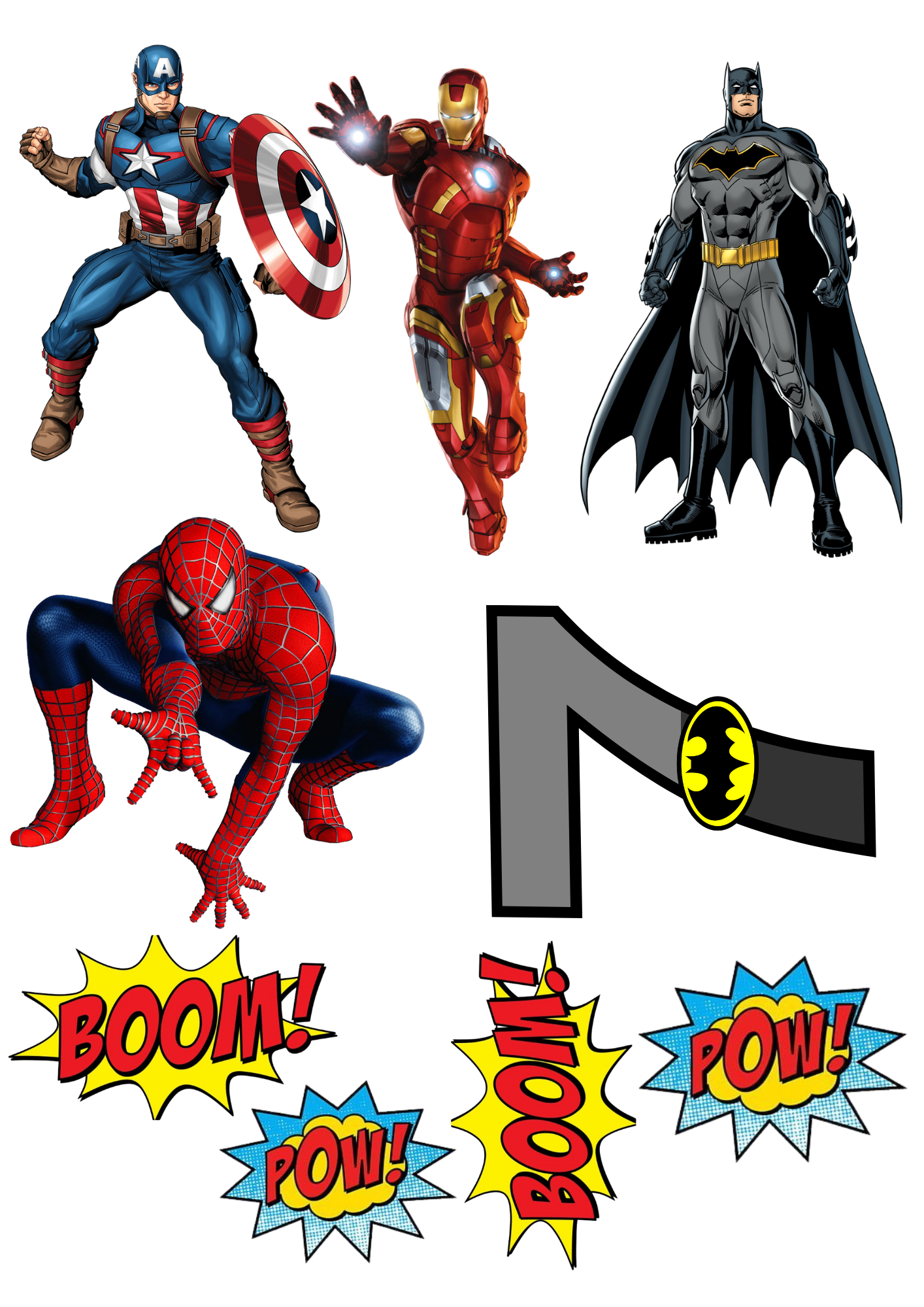 EDIBLE SUPERHERO CAKE SET BUNDLE A4 ICING SHEET BIRTHDAY TOPPERS