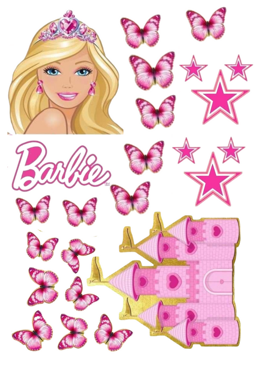 BARBIE Unpersonalised Themed A4 Icing Sheet Cake Toppers For Birthday Party