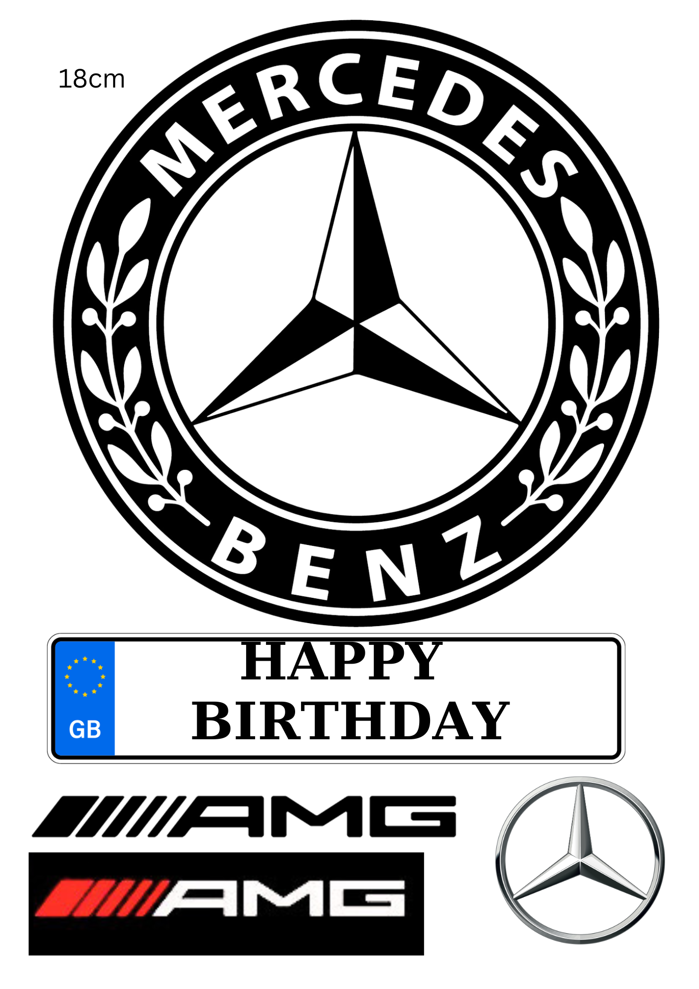 Personalised Edible Mercedes Benz Car Cake Topper A4 Icing Sheet