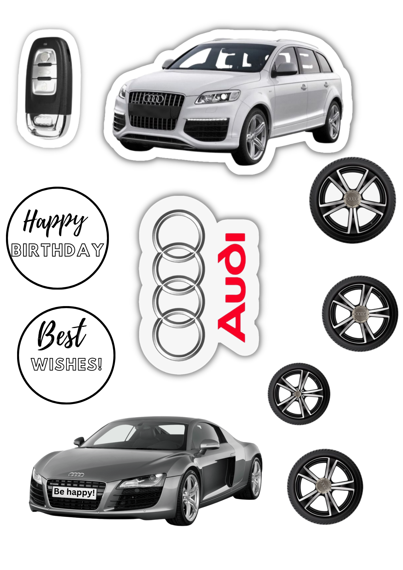 Audi Bundle A4 EDIBLE ICING PRINTED CAKE TOPPER. Personalised