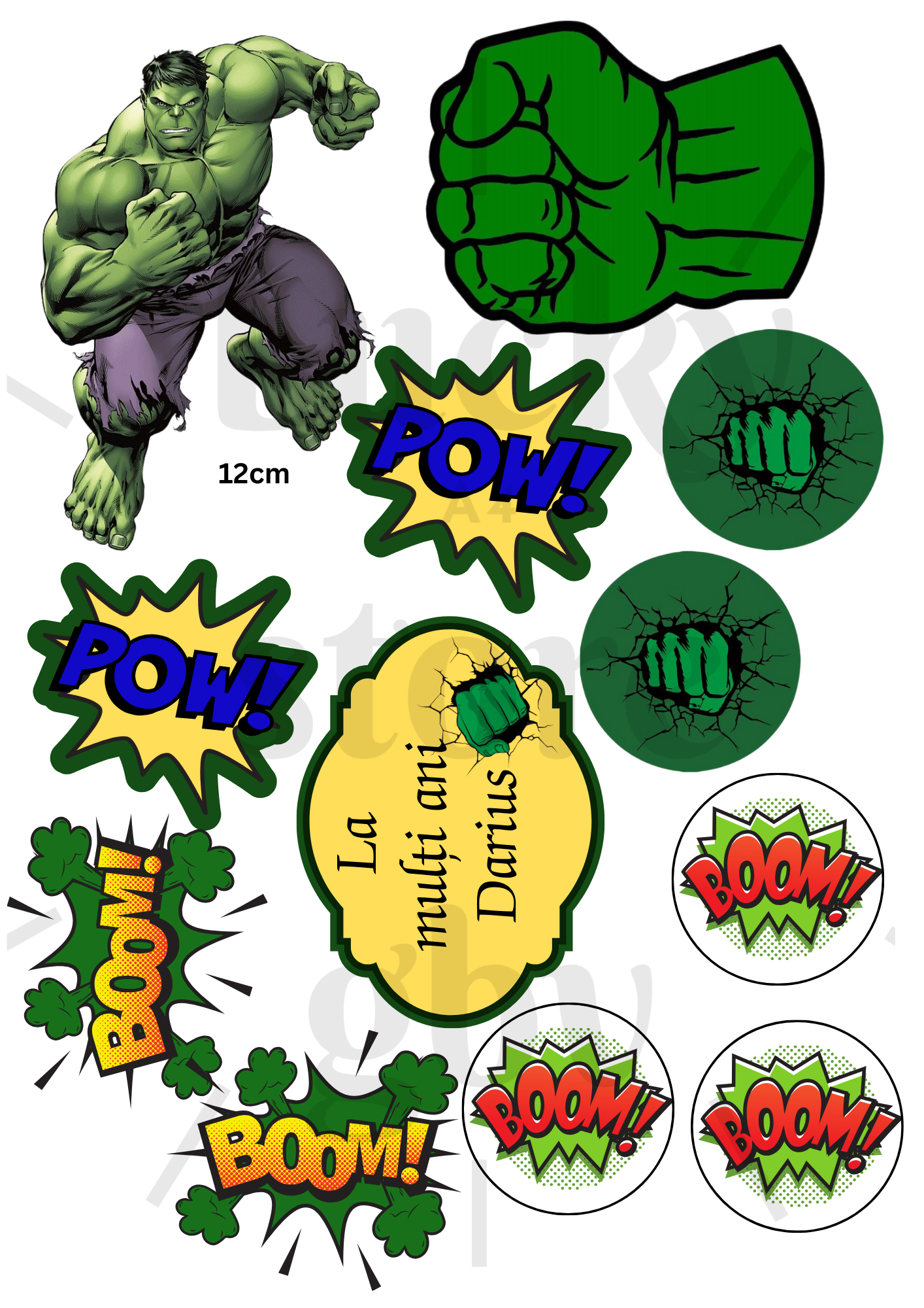 HULK  PERSONALISED NAME  edible Cake  toppers A4 Icing Sheet