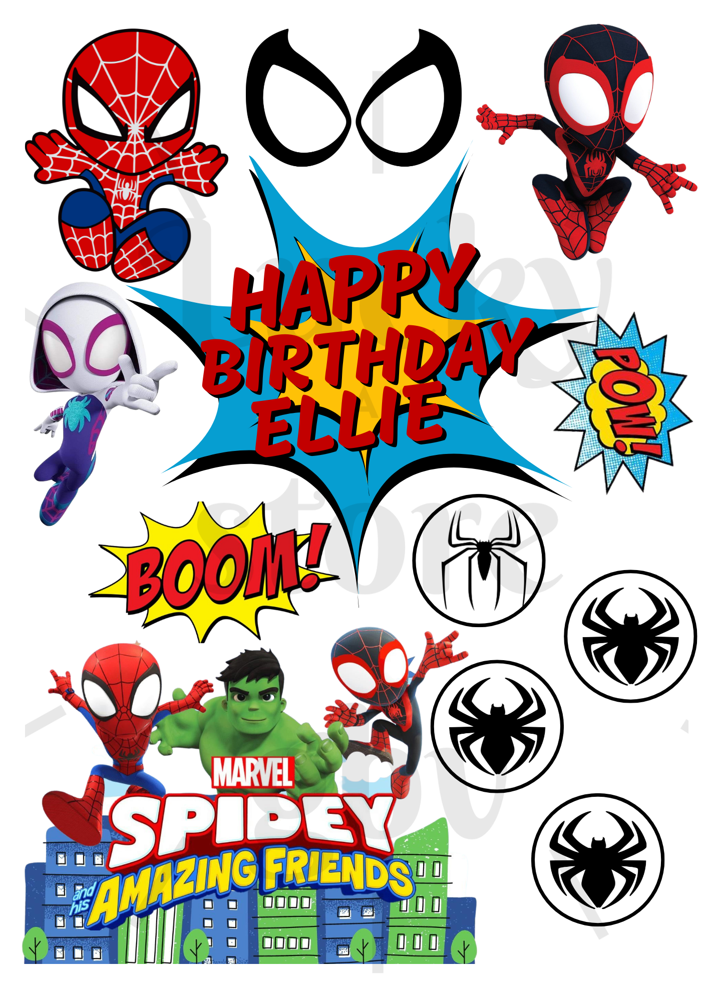 Personalised Bundle Spidey CAKE Decoration EDIBLE PRINT BIRTHDAY-A4 Sheet