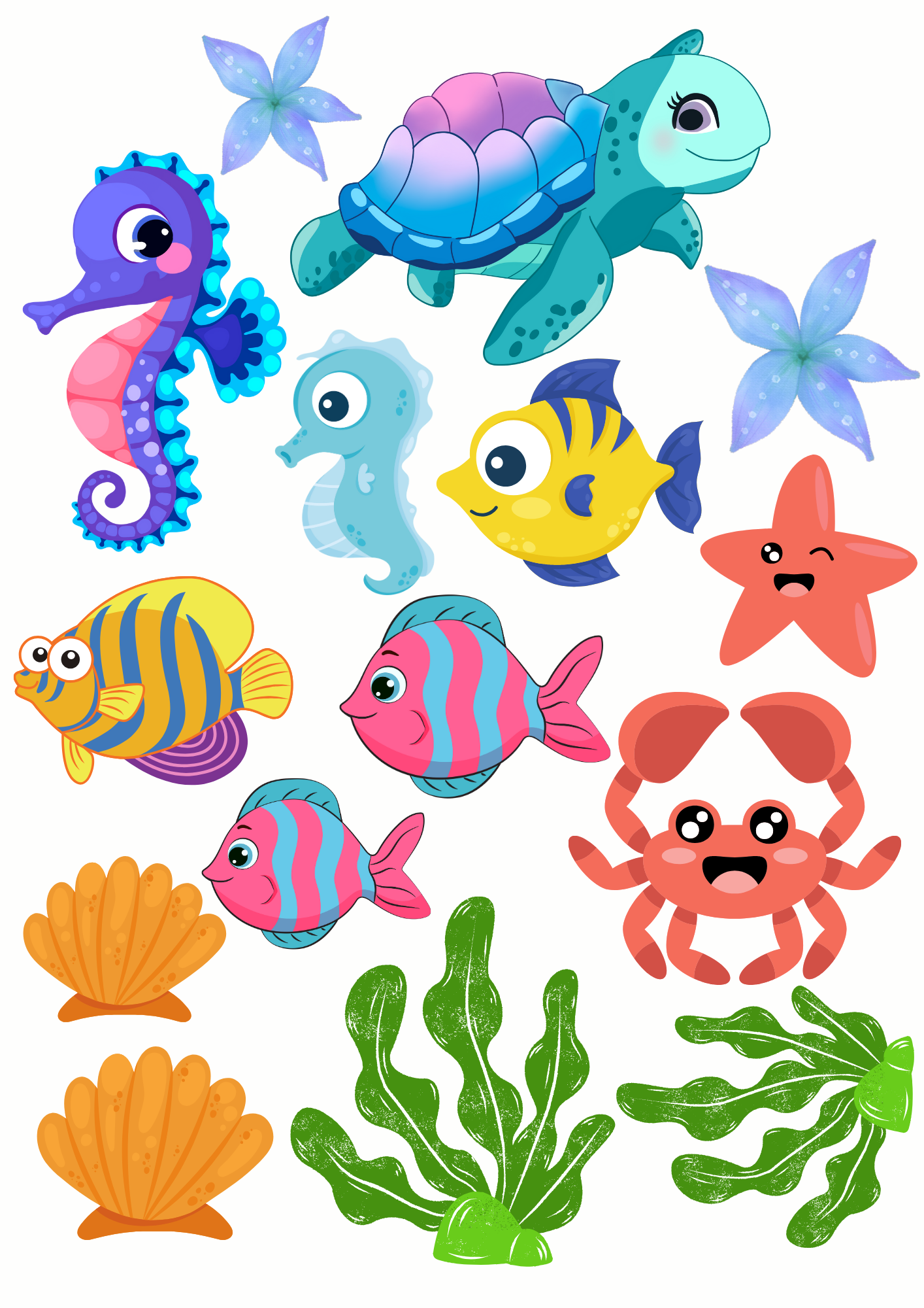 Under the Sea Cake Topper Party Deco Edible Icing sheet A4 size