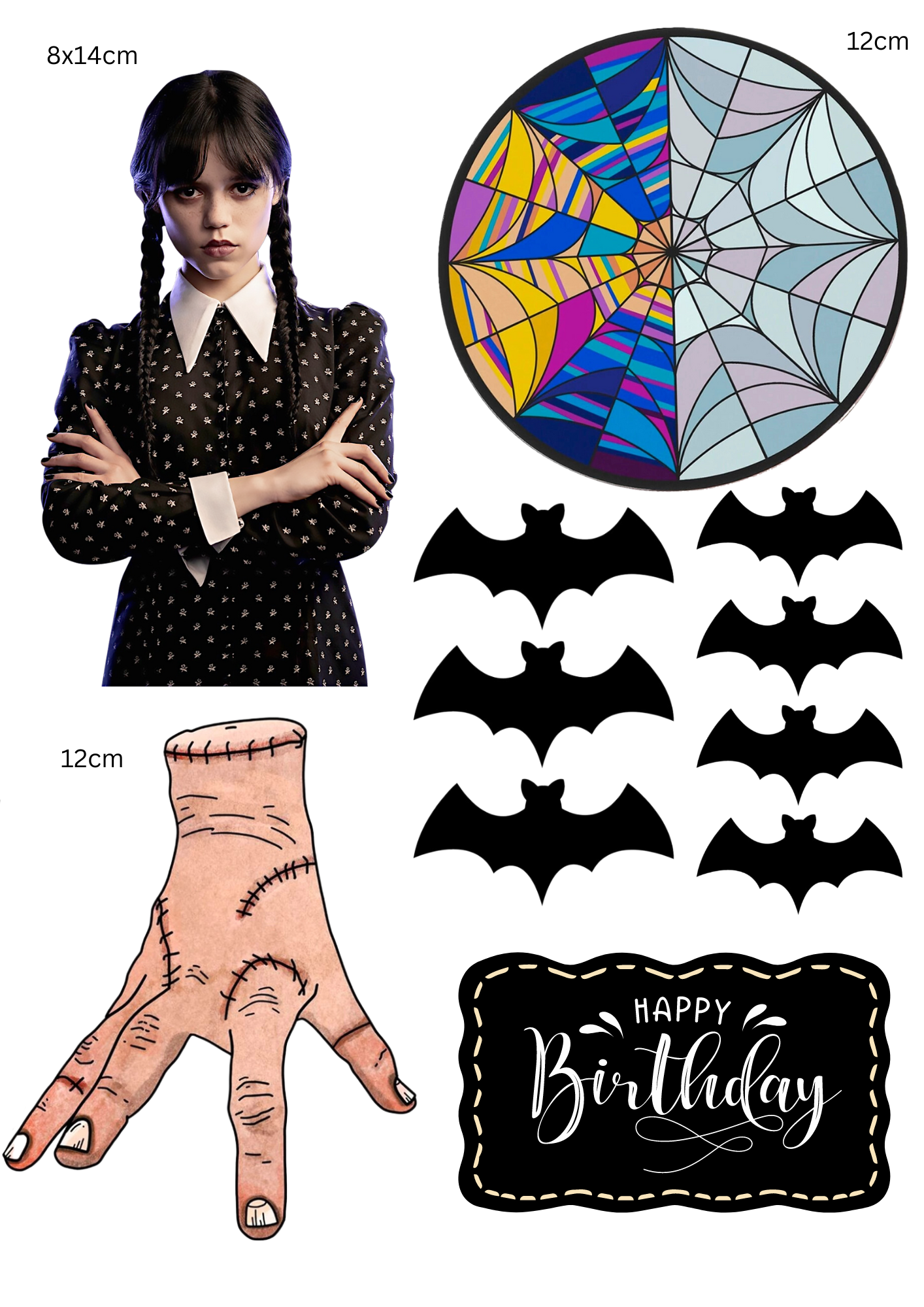 Wednesday Addams Cake Topper Bundle. A4 Sheet Edible Icing